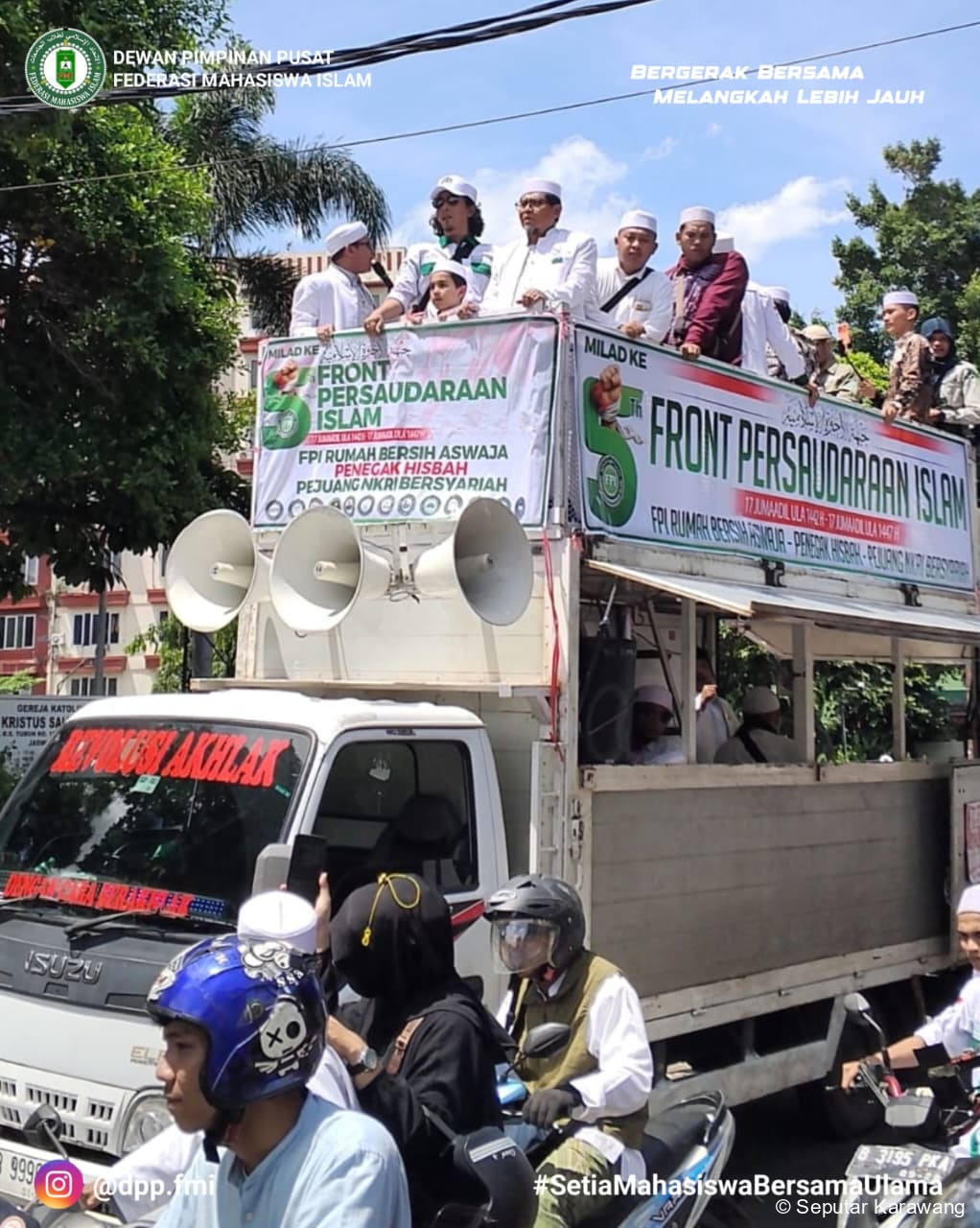 FMI dan Konvoi Akbar: Peran Mahasiswa Islam di Milad FPI Ke-5 dan Pernikahan Syarifah Fairuz Shihab